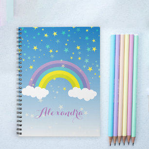 Lindo Cuaderno Ilustrado de Arcoíris y Estrellas p