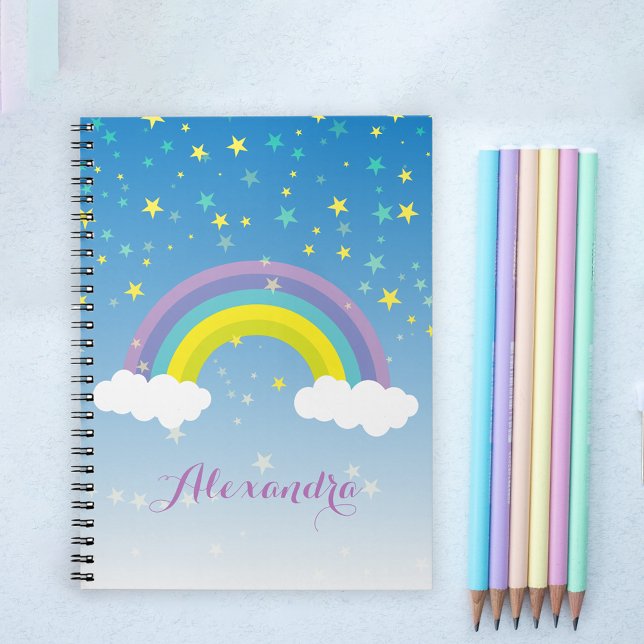Lindo Cuaderno Ilustrado de Arcoíris y Estrellas p (Subido por el creador)
