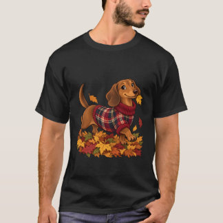 Lindo Dachshund con Jersey de Cuadros de Otoño Ent