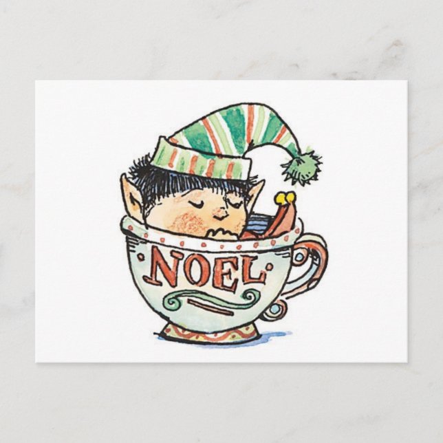 Lindo duende de Navidad de dibujos animados durmie (Anverso)