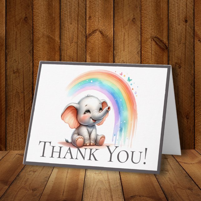 Lindo Elefante Pastel Arcoíris Borde Gracias (Subido por el creador)