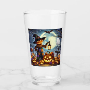 Lindo espantapájaros de Halloween y calabazas capr