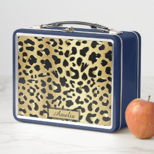 Lindo Estampado de Leopardo Negro y Dorado Persona
