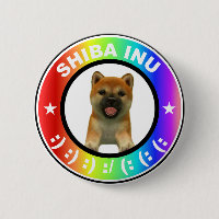 Lindo estupendo del botón del arco iris de Shiba