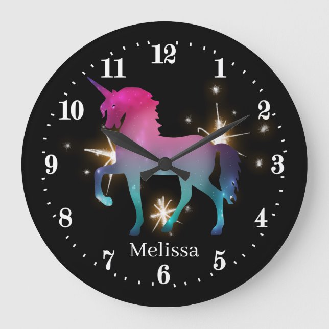 lindo fantasía unicorn agregar nombre grande Reloj (Anverso)