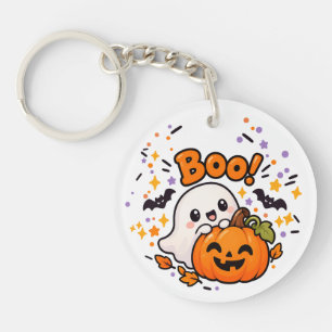Lindo Fantasma de Calabaza de Halloween en Llavero
