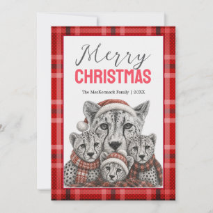 Lindo Feliz Navidad Familia de Guepardos Cuadro Rú