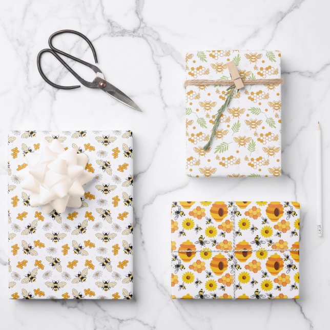 lindo fiesta de patrones de abejas enlosado Hojas  (Anverso)