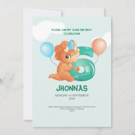 lindo fiesta trex de dinosaurio 6ª invitación de c