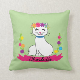 lindo gato nombre personalizado almohada