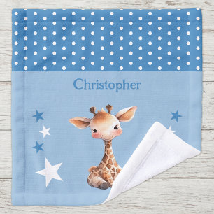 Lindo girafe agregar nombre lunares estrellas azul
