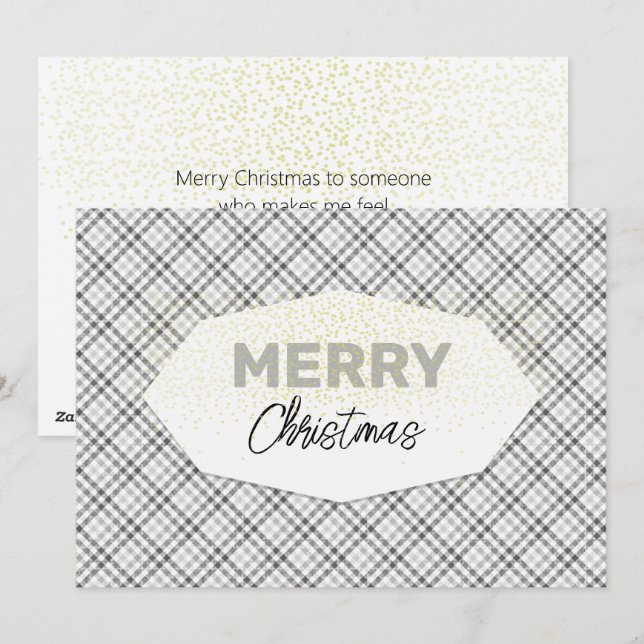 Lindo Glitter Feliz Navidad Tartán Gris Blanco (Anverso / Reverso)