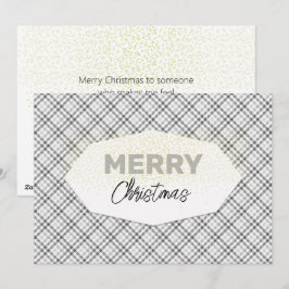 Lindo Glitter Feliz Navidad Tartán Gris Blanco