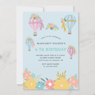 lindo globo de aire caliente Invitación de cumplea