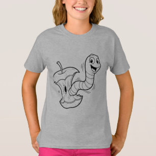 Lindo Gusano en Camiseta Infantil Kawaii de Manzan