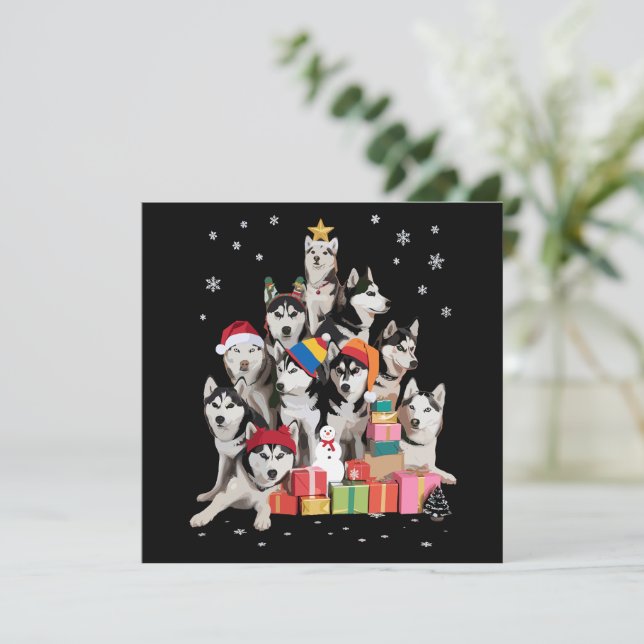 Lindo Husky Siberiano Árbol de Navidad Amante de l (Anverso de pie)