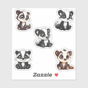 lindo kawaii badgers pegatina sheet