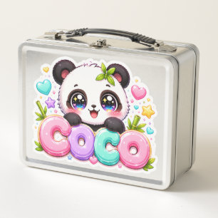 Lindo Kawaii Coco Panda Nombre Pastel Rosa Brillan