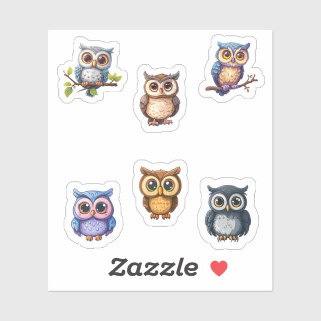 lindo kawaii owls pegatina sheet (Hoja)