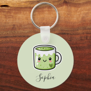 Lindo llavero personalizado de Matcha de doble car