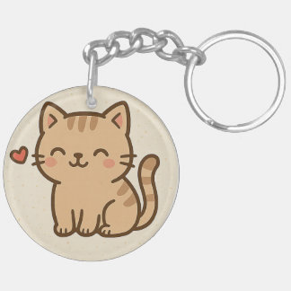 Lindo llavero redondo de gato de dibujos animados