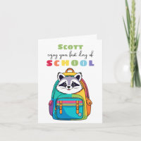 lindo mapache Tarjeta de iniciación de nueva escue