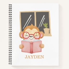 Lindo Mono Bebé Leyendo Libro Noche Nombre Niños