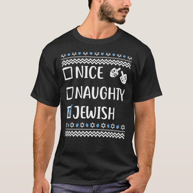 Lindo Naughty Judío Ugly Hanukkah Sweater Chanukah (Anverso)