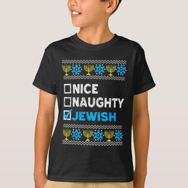 Lindo Naughty Judío Ugly Hanukkah Sweater Chanukah (Anverso)