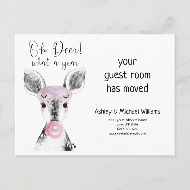 Lindo Oh Ciervo Qué Año Tarjeta de Mudanza (Anverso)