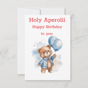 lindo oso de peluche feliz tarjeta de cumpleaños p
