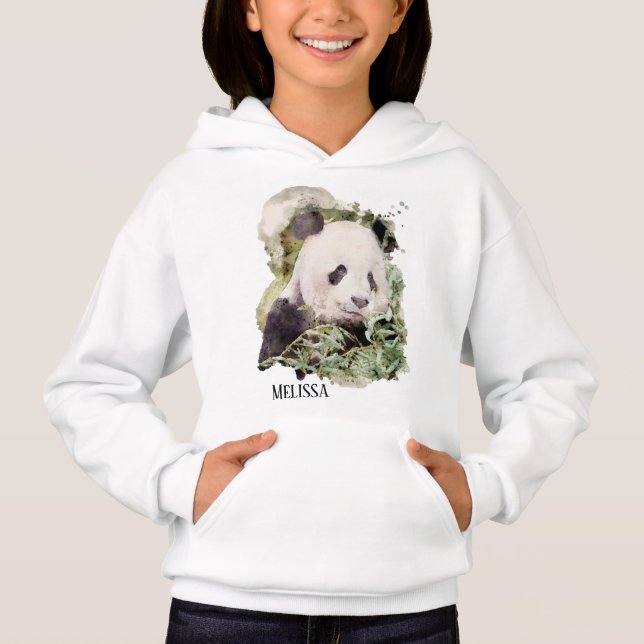 lindo oso panda agregar nombre chicas Hoodie (Anverso)