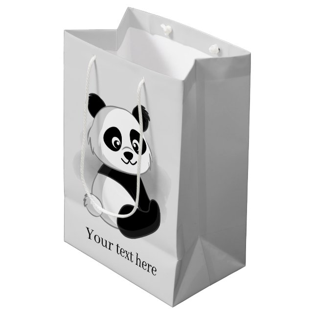 lindo oso panda agregar texto Bolsa de regalo medi (Angulo Anverso)