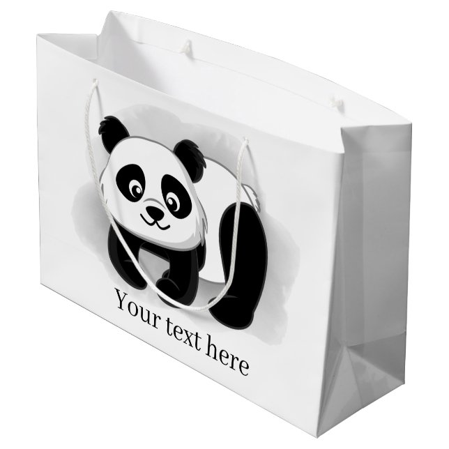 lindo oso panda añadir texto Gran bolsa de regalo (Angulo reverso)