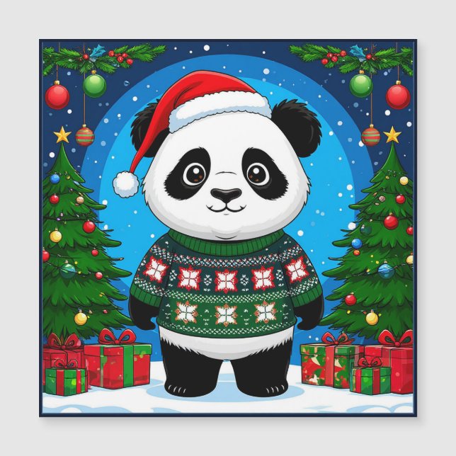 Lindo Panda con Jersey Navideño y Gorro de Santa (Anverso)