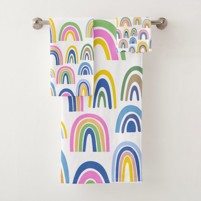 Lindo patrón arcoiris colorido en rosa y amarillo  (In situ)