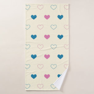 Lindo patrón de corazón simple azul crema rosa