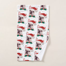 Lindo patrón de Navidad de perro Bulldog Francés