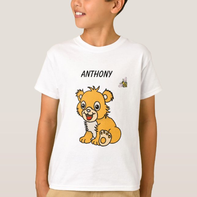 lindo pequeño león con camiseta de abeja (Anverso)