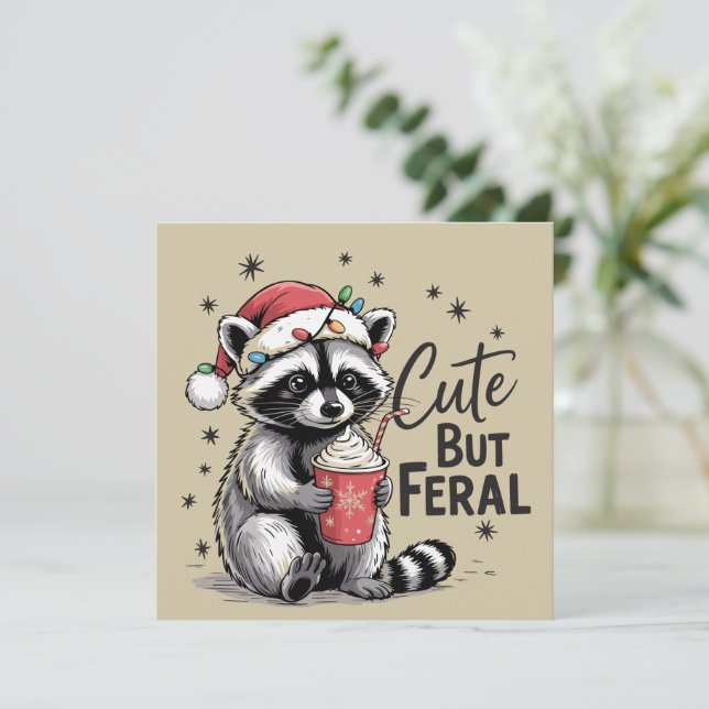 Lindo pero salvaje mapache de Navidad animal lindo (Anverso de pie)