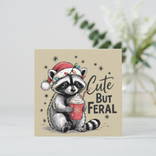 Lindo pero salvaje mapache de Navidad animal lindo