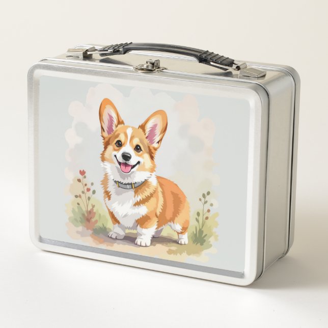 Lindo perro Corgi galés de Pembroke rojo (Anverso)