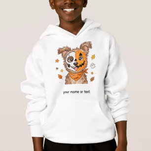 Lindo perro de Halloween mitad esqueleto mitad cal