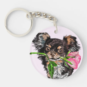 Lindo perro de mascota con llavero de regalo de ro