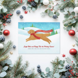 Lindo perro Golden Retriever nieve Navidad