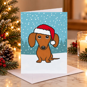 Lindo perro salchicha de Navidad en traje de Santa