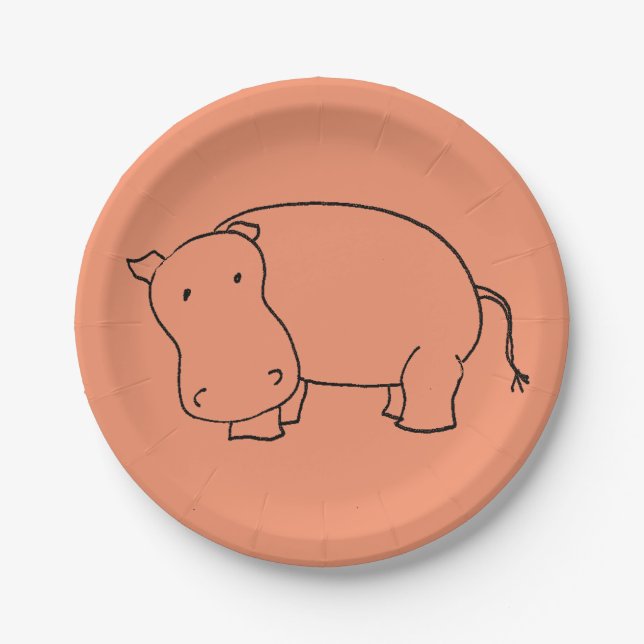 lindo plato de papel hippo (Anverso)