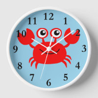 lindo reloj de cangrejo rojo animado