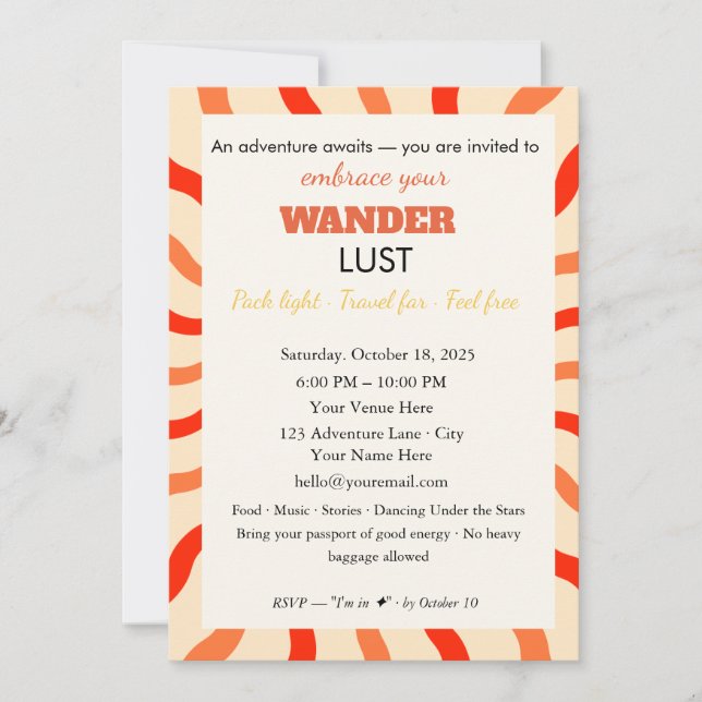Lindo Retro	Linda Invitación | wanderlust (Anverso)