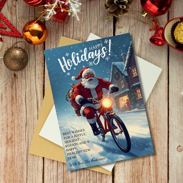 Lindo Santa en bicicleta de acuarela Navidad  (Subido por el creador)